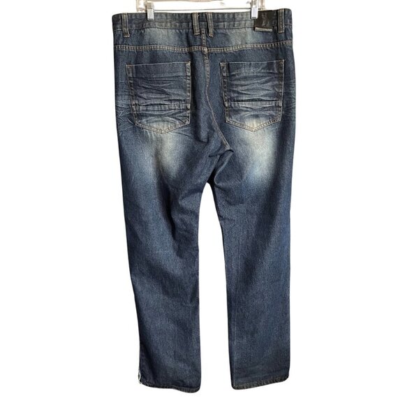 Switch Distressed Dark Blue Premium Denim Jeans Size 38X34 - Picture 2 of 9